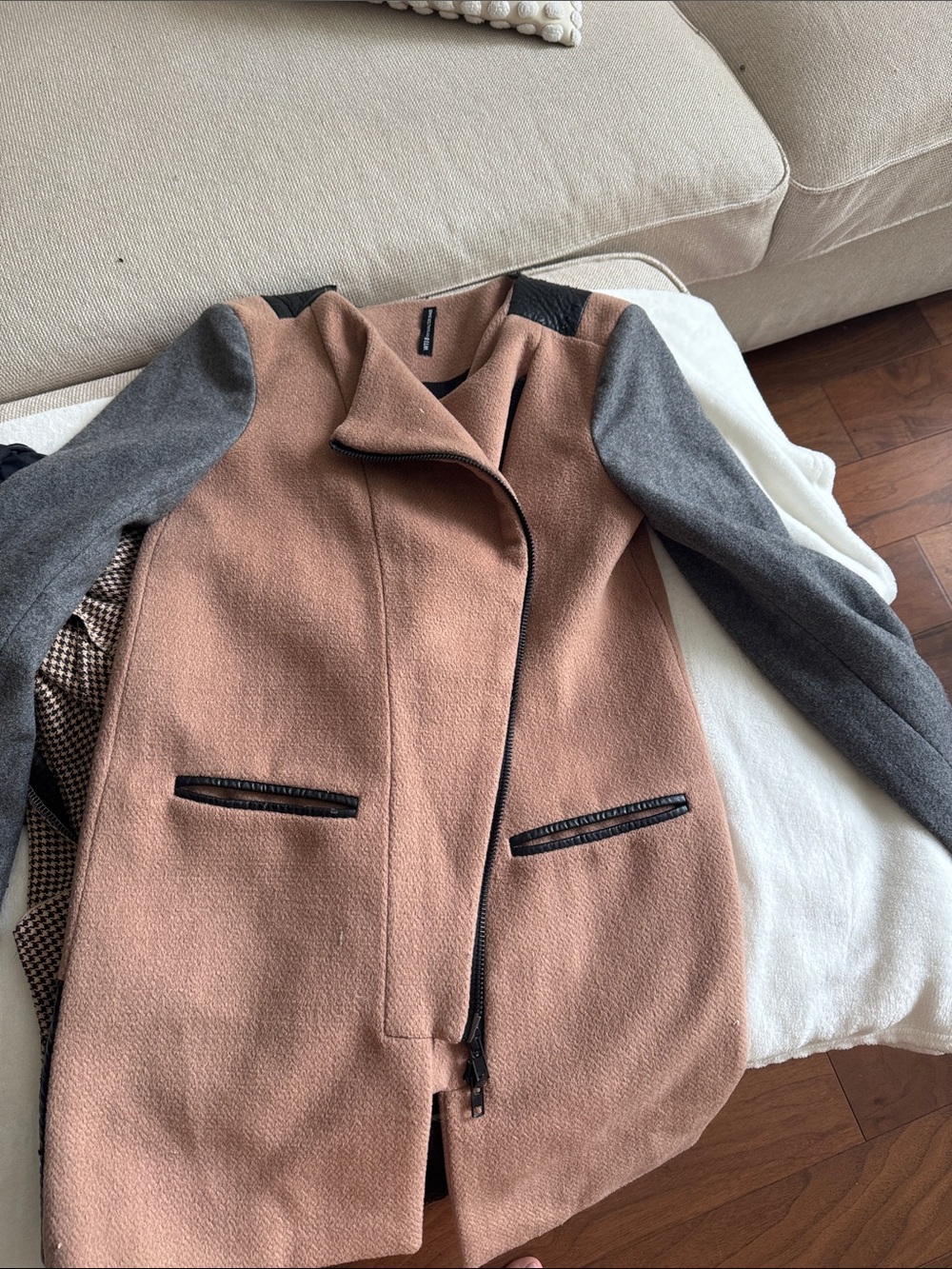 Walter Baker Two-Tone Trench Coat in Dusty Rose and Gray